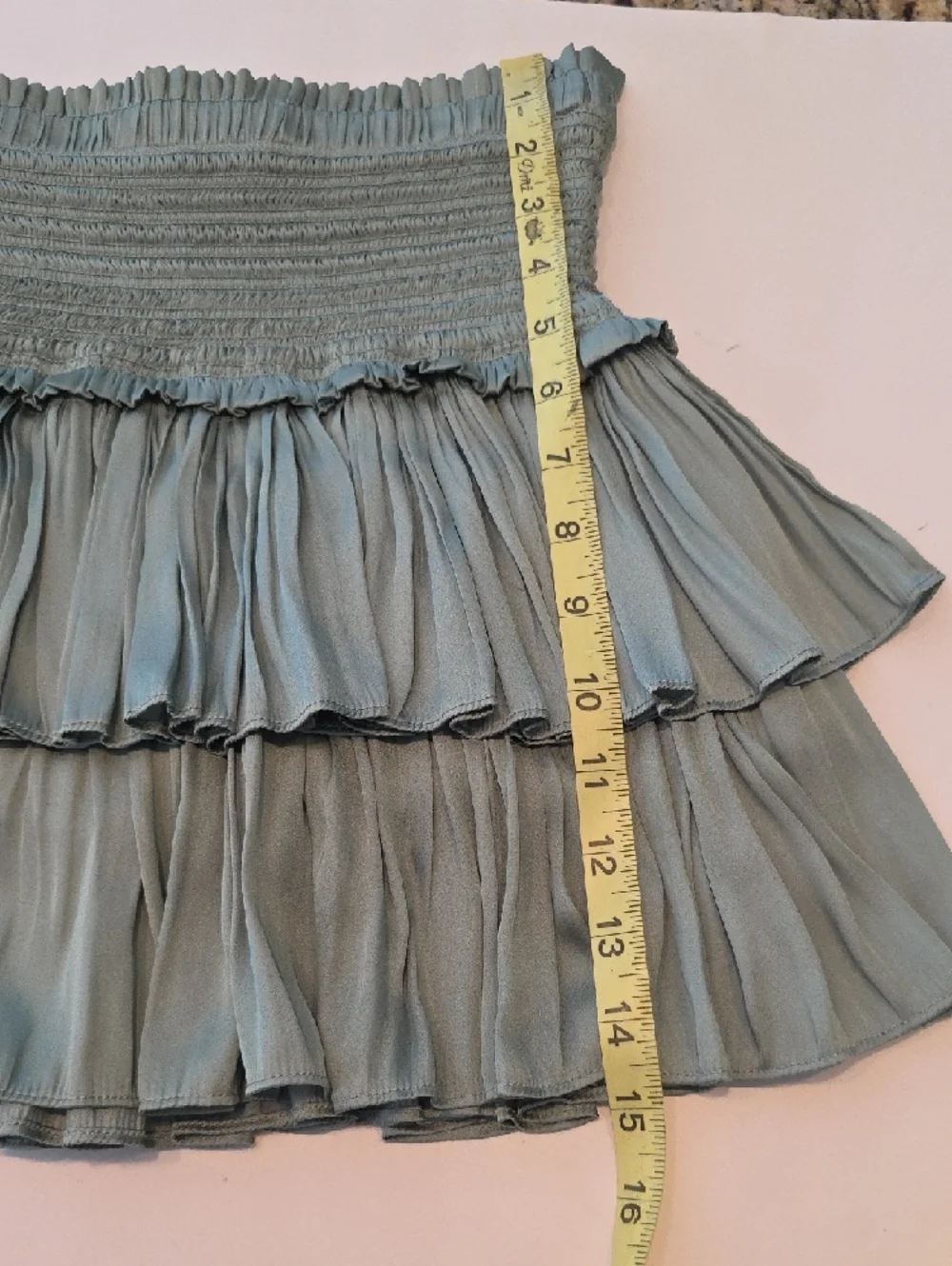 RESET Silky Amore Skirt Sage Green Women Size Sm Smocked Coquette Dainty Tiered